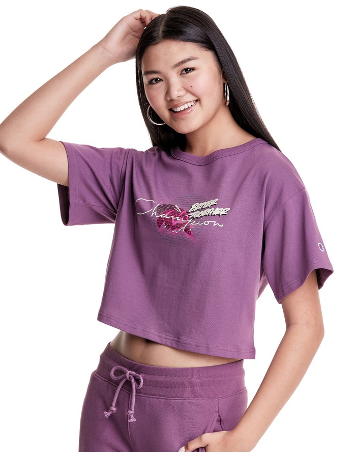 Champion T-Shirt Dames - Paars - Merlot Artist Series Heritage Cropped ( 165074-GMN )